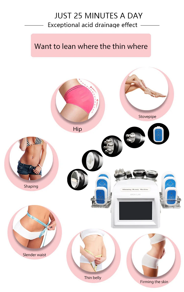 5 In 1 Vacuum Therapy Lipo Laser And Cavitation Rf Slimming Machine