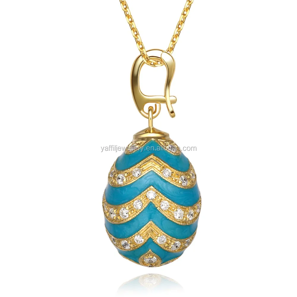 925 Sterling Silver Faberge Egg Pendant Necklace,Saster Egg Charms