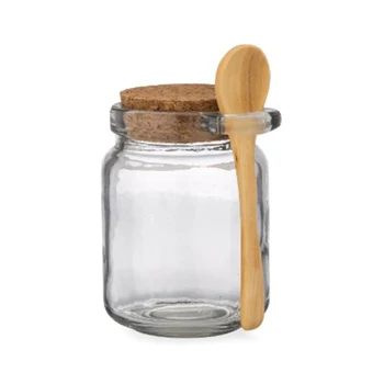 240ml Clear Glass Jar With Cork Lid & Wood Spoon - Buy Clear Glass Jar ...