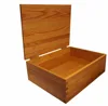 Wood factory handmade FSC custom oak wooden box with hinged lid