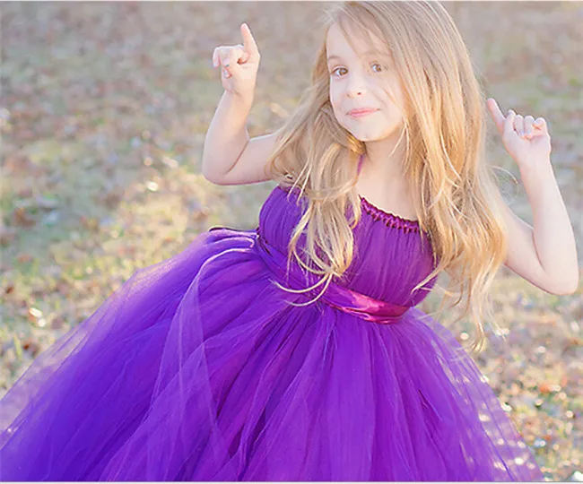 Purple 3 Year Old Girl Tutu Long Birthday Dress For Kids Children Long
