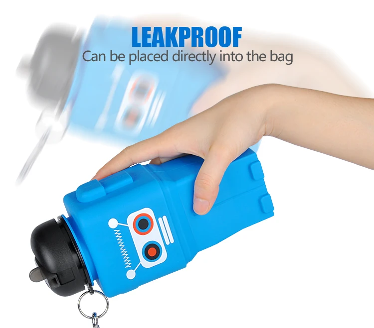 Silicone Cartoon School Children Water Jar Colorful Robot Water Bottle Kid