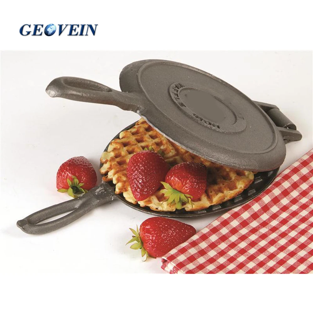 Cast Iron Waffle Iron Double Pancake Crepe Maker On Camp Fire Buy