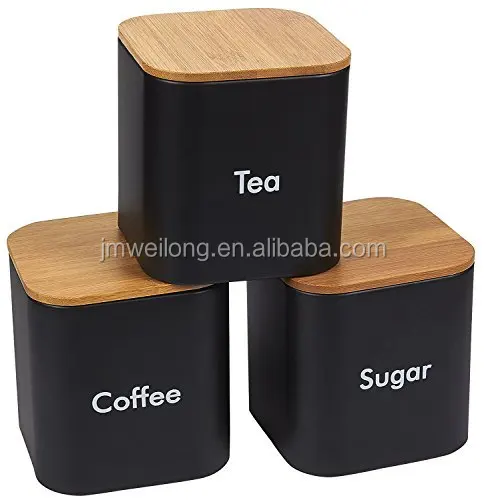 matte black tea coffee sugar canisters
