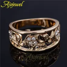 2016 Ajojewel 6 5 10 5 Hot Sale 18K Plated Elegant Clear Crystal Gold Elephant Animal