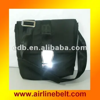 messenger bag with seat belt buckle