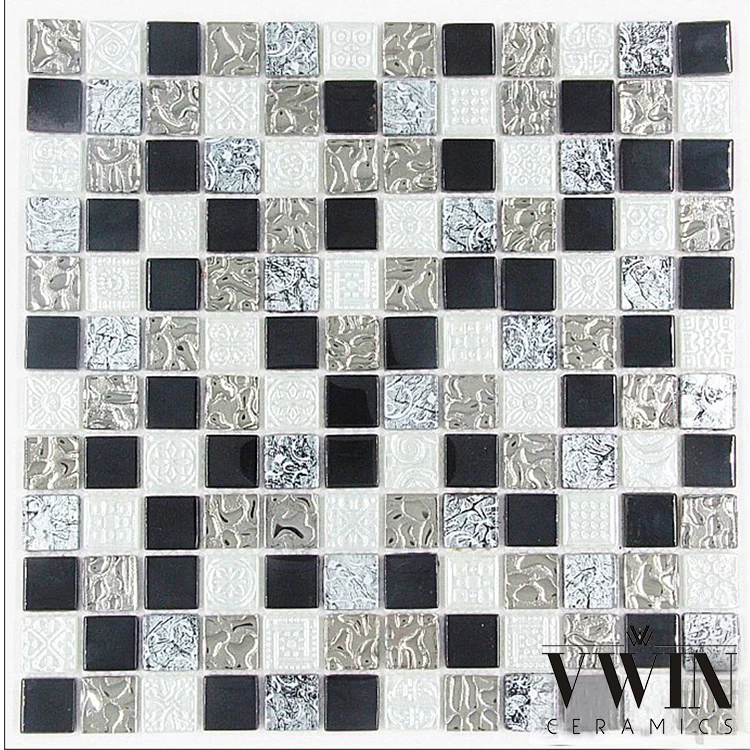black glass mosaic tiles
