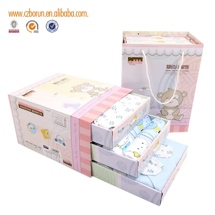 Recycle Paper Lovely Printing Baby Clothes Packaging Box Custom Logo