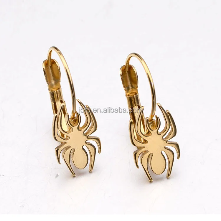 UNIQUE T&T Stainless Steel SPIDER Stud Earrings NEW 