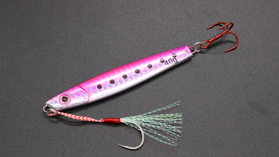 Metal Jig Lure 25g 40g 60g Assist Hook With Feather And Treble Hook For