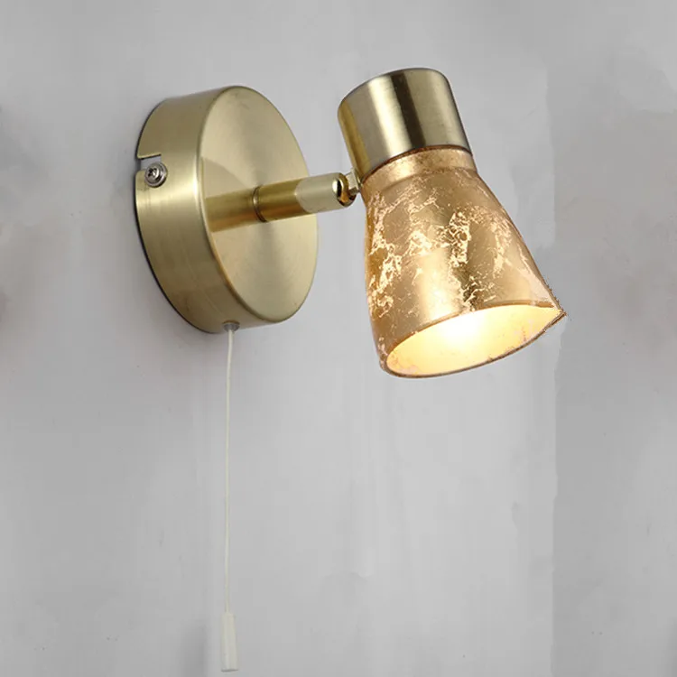 Decorative luxury wall lights indoor bedroom wall lights with pull corded wall sconce