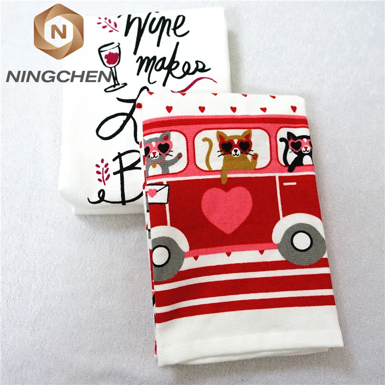 100 Cotton Custom Design Romantic Marry Printing Velour Tea Towel