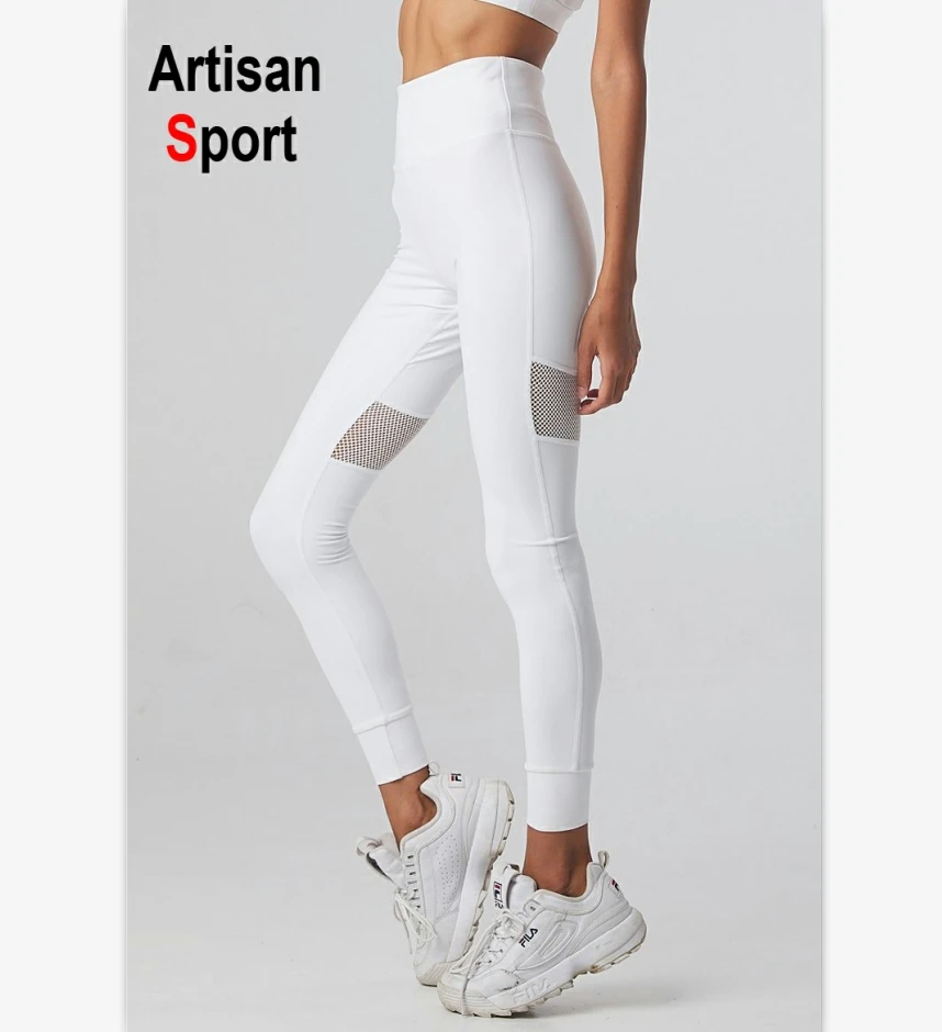 
White Mesh Tights Sexy Custom Private Label Seamless High Waist Women fitness sport Set Activewear tights Leggings Yoga Pants 