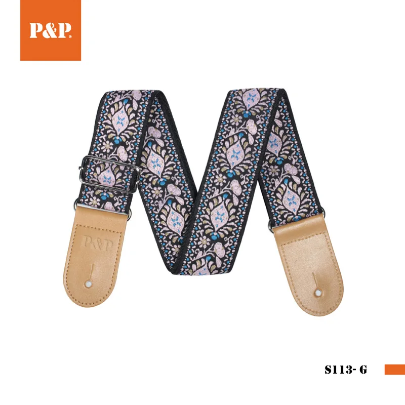 Amazon Ebay Hotsale National Style Guitar Belt Custom Embroidery Jacquard Guitar Strap wholesale