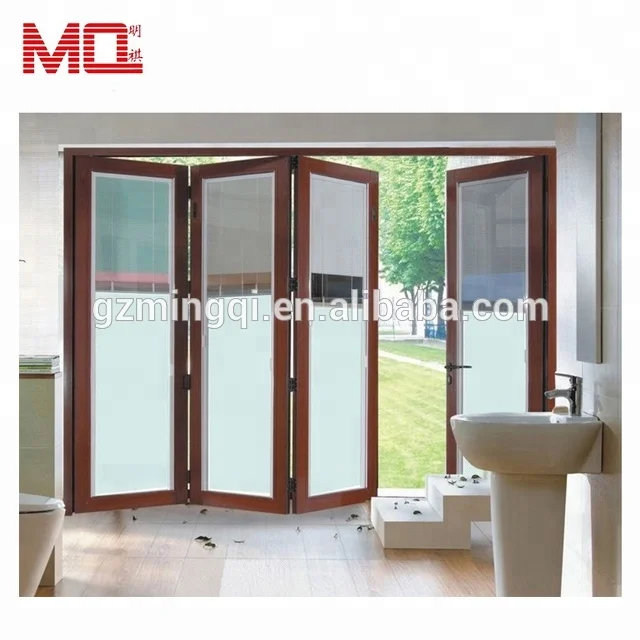 Высокое качество складные входные стеклянные двери с жалюзи внутри наружные складывающиеся гармошкой двери комплект производитель
