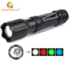 4 Color WRGB LED Tactical 3*AAA or 18650 Battery Type Press Tail Button For Light Mode Change Camping Flashlight