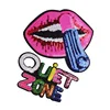 Stock Iron on Embroidered Lips Letter Big Sequin Patch