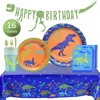 UMISS Paper Dinosaur Party Supplies Set Happy Birthday Banner Table Cover Kit Jurassic T-REX Themed Decorations for Boys