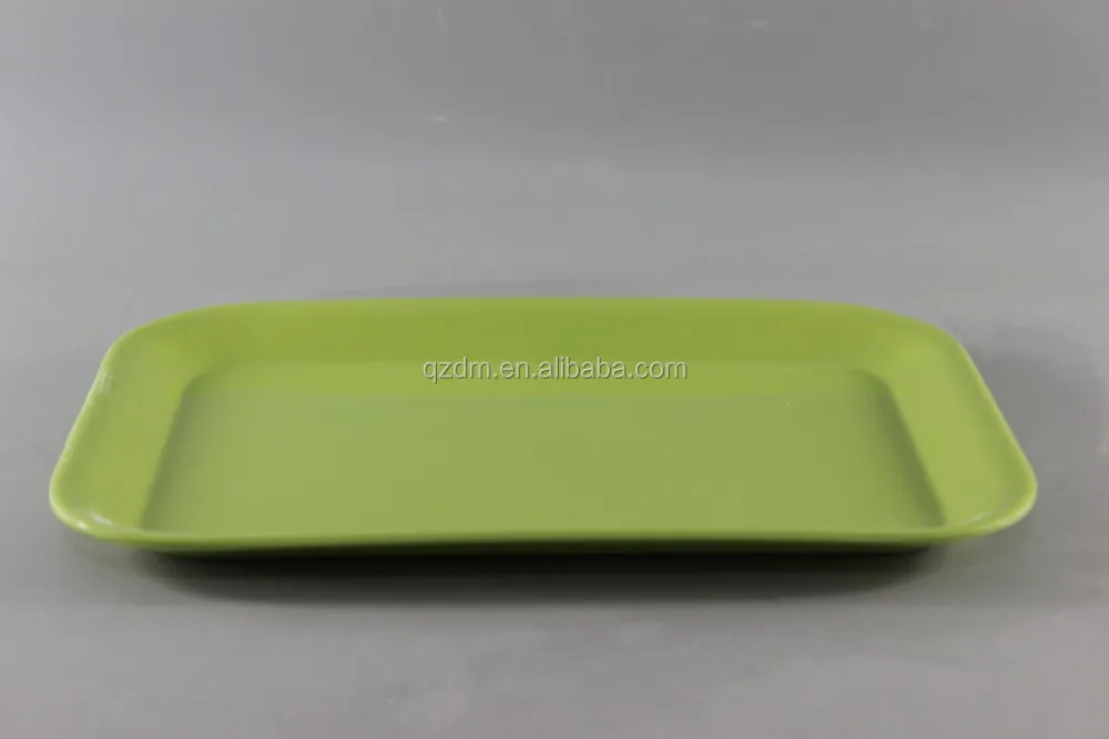 Rectangle Shape Melamine Food Tray In Green Color