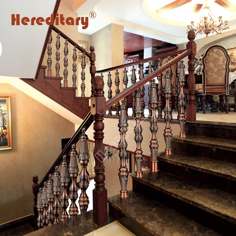 Exterior Fancy Wooden Stair Handrails Terrace Baluster Deck Railing ...