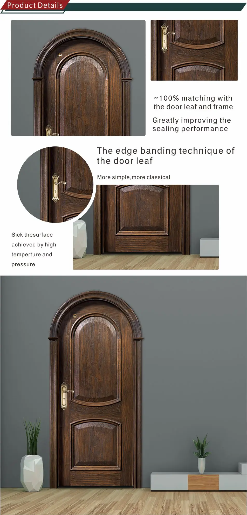 Casen Round Top Design Walnut Solid Wood Arch Interior Doors Buy