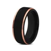 Fashion men's plated black tungsten ring with rose gold plated On the edge