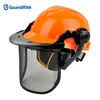 GuardRite brand head protection safety helmet with face shield and ear muff,forestry safety helmet set