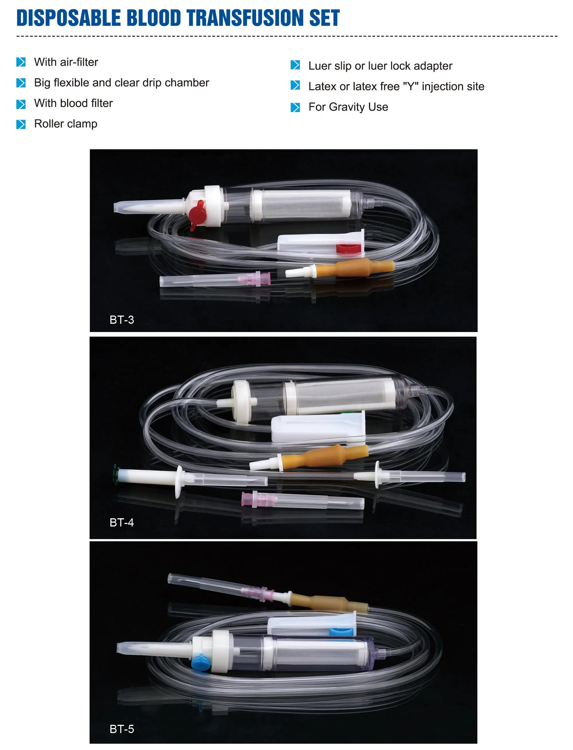 Sterile Blood Transfusion Set 18g Needle With Filter And Air Vent Buy