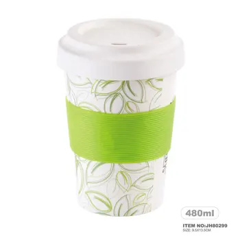 bamboo fiber coffee travel mug coffee to go mug with silicone lid