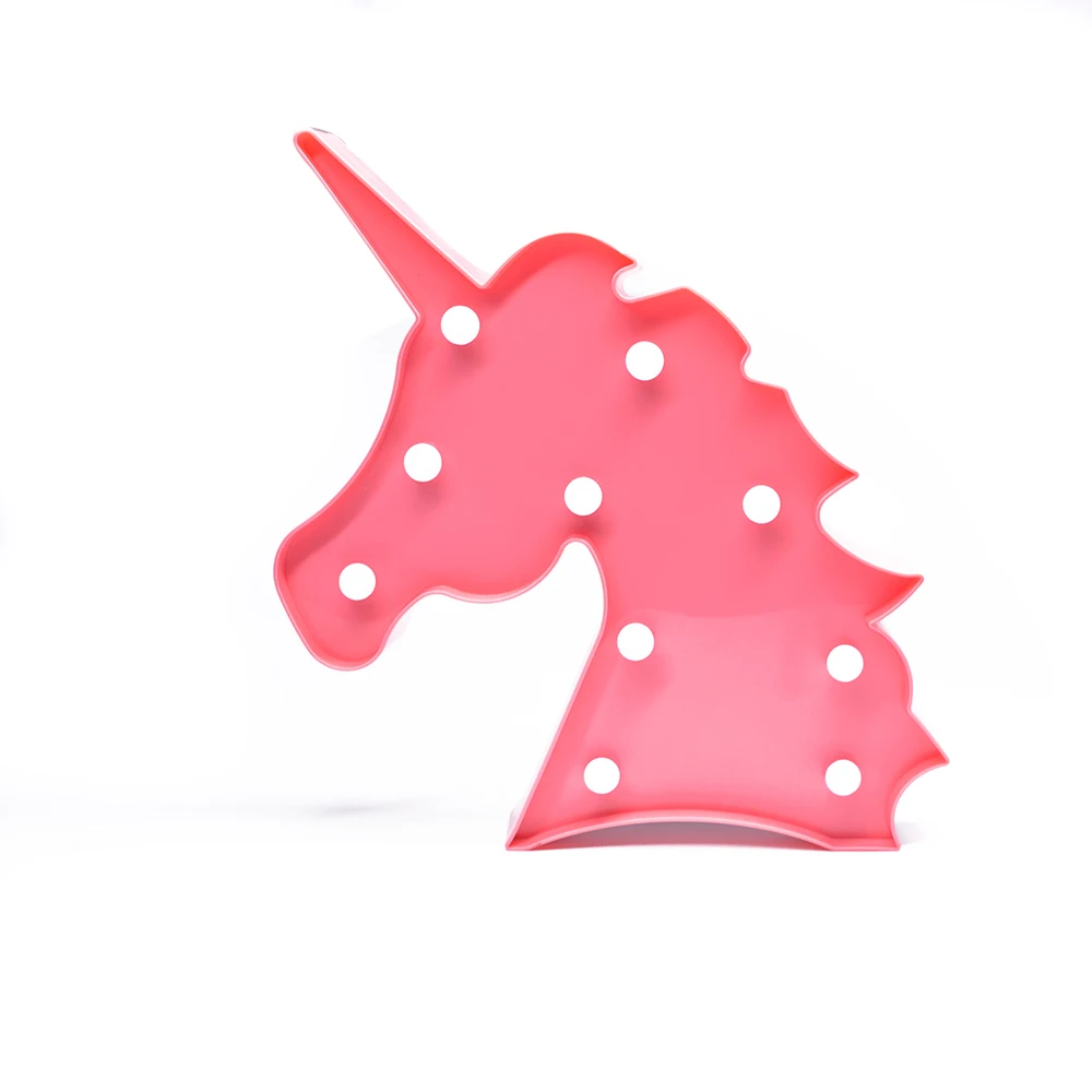 Amazon Hot Sales Holiday Gifts Lamp Pink Unicorn Shaped Popular Battery Operated Led Night Light For Home Decoration Sign