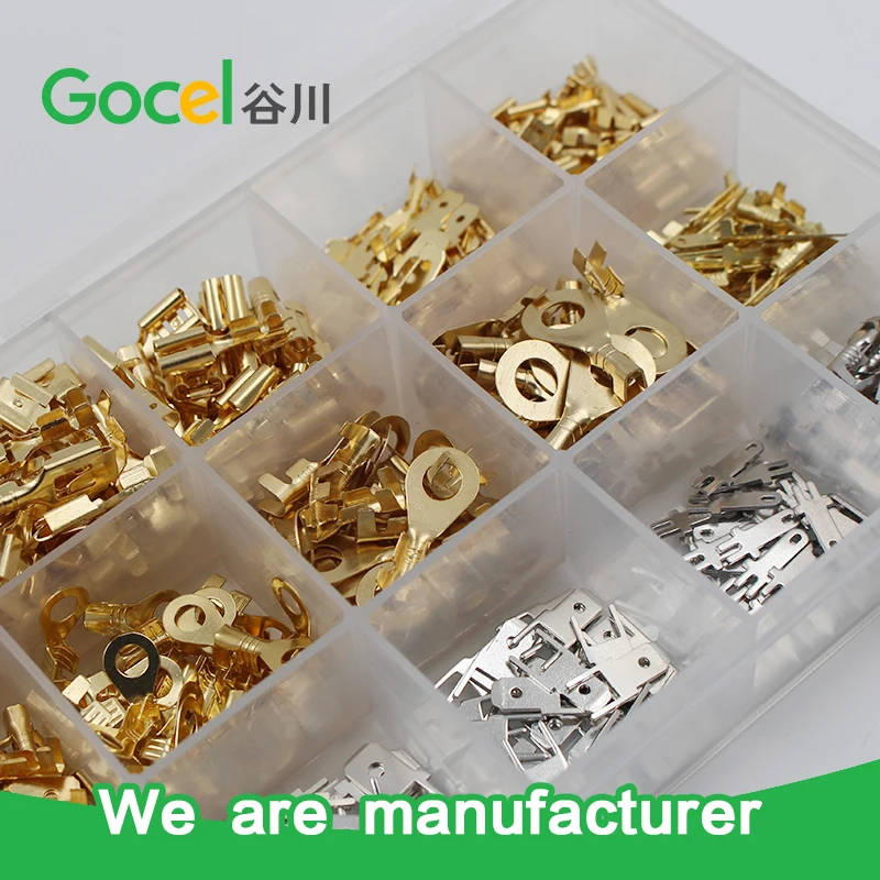 18 Types Normal Use Brass Wire Crimp Terminal,Male Female Ring Assorted
