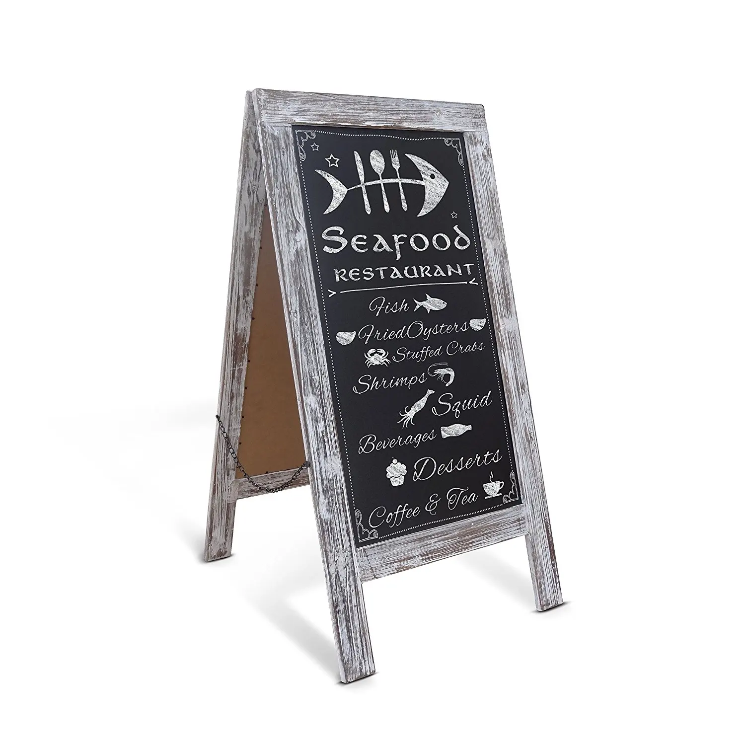 Rustic coastal ocean blue easel chalkboard extra large sidewalk