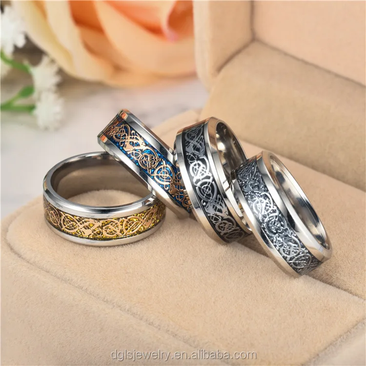 Titanium Celtic Dragon Stainless Steel Men's Wedding Band Rings In ...