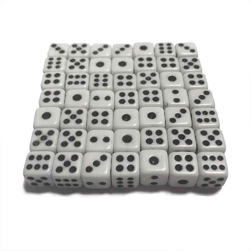 50 Pcs//Lot Dices 8mm Plastic White Gaming Dice Standard Six Sided Decider P ROS