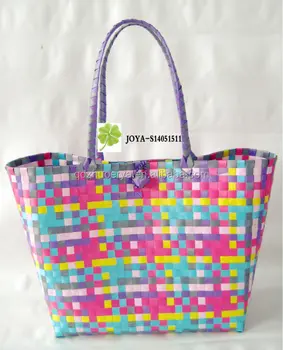 Colorful Plastic Straw Tote Bag Colorful Plastic Straw Tote Bag