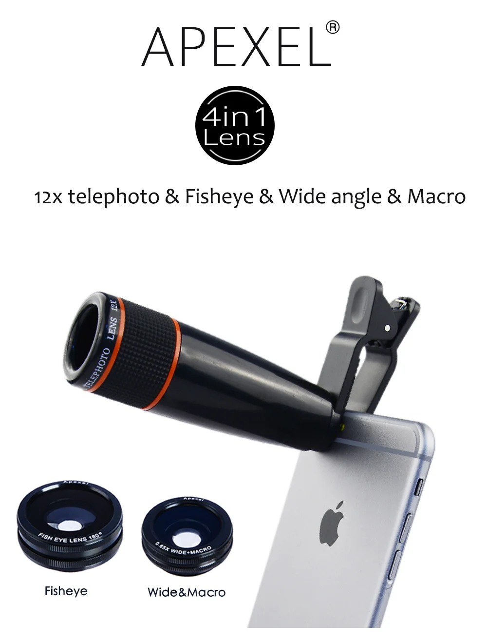 Camera Android Zoom Lens For Smartphone 4 In 1 Lens Kit Universal Clip