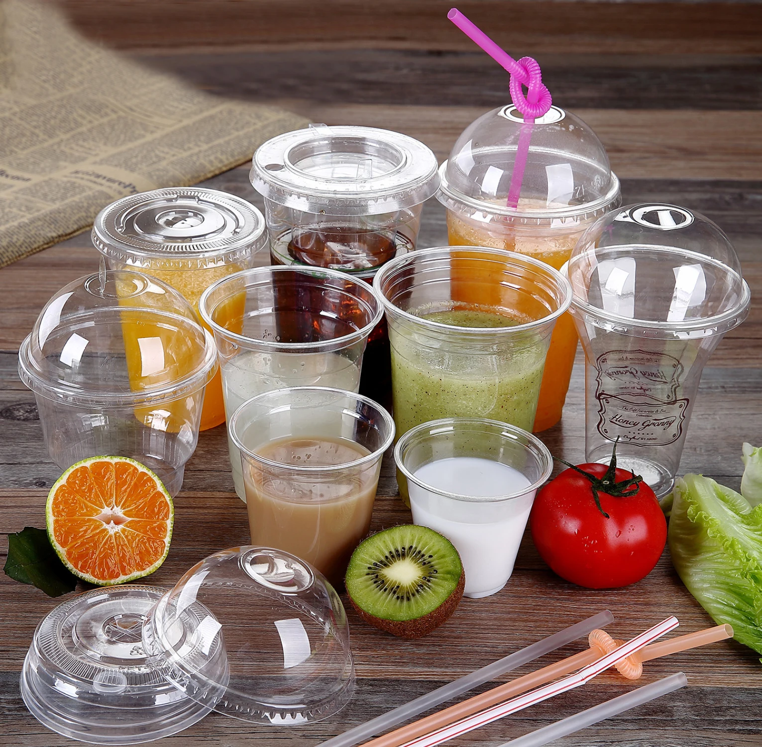 Disposable Direct Factory Custom Printing Clear Juice Plastic Drinking Cup With Lid Buy Custom