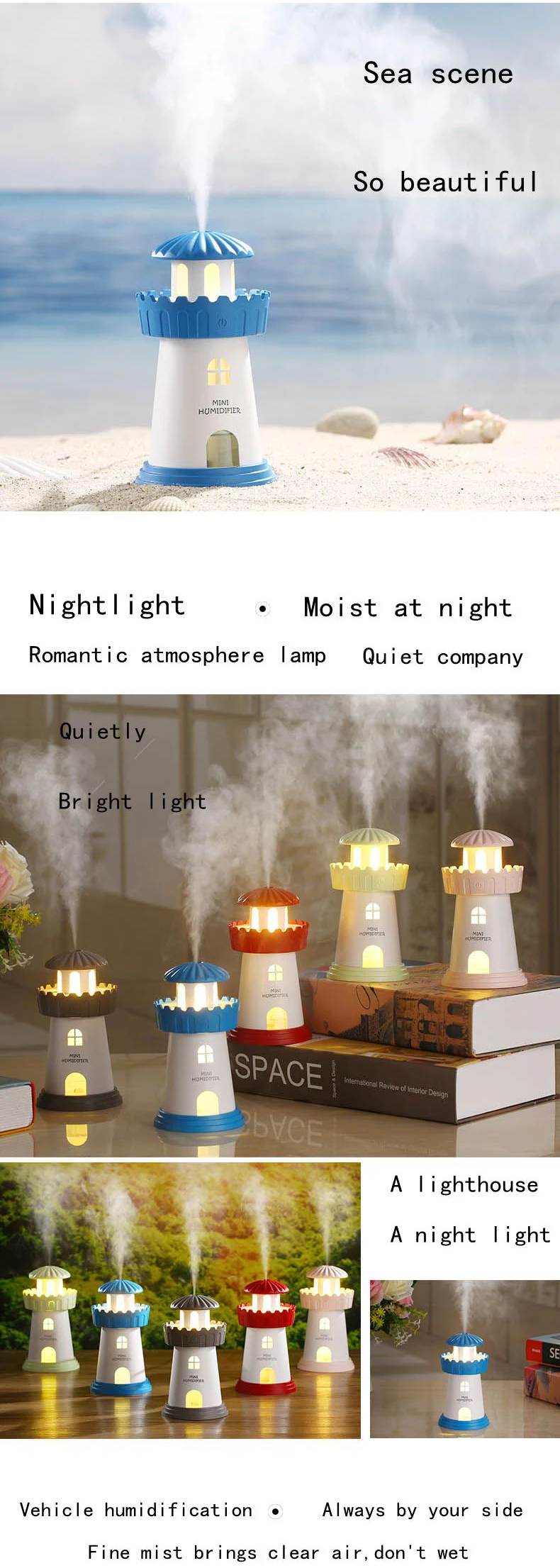 creative Lighthouse humidifier best humidifier for dry skin room usb mini humidifier