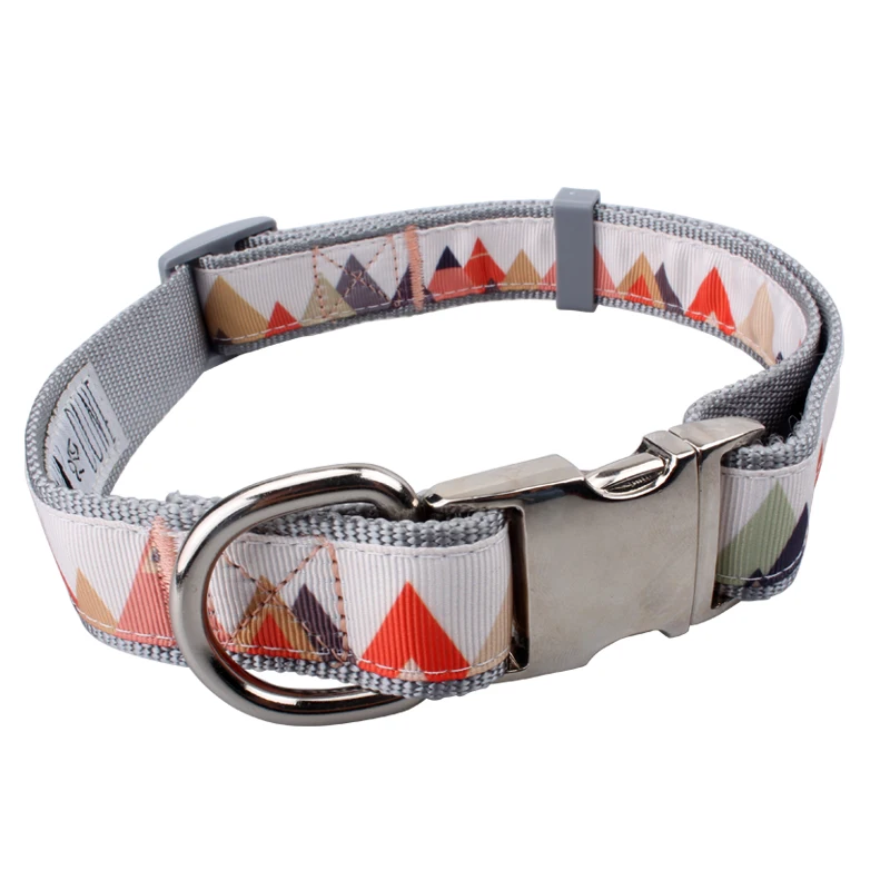 New Product Double Layer Nylon bing Dog Collar With Rose Gold Metal