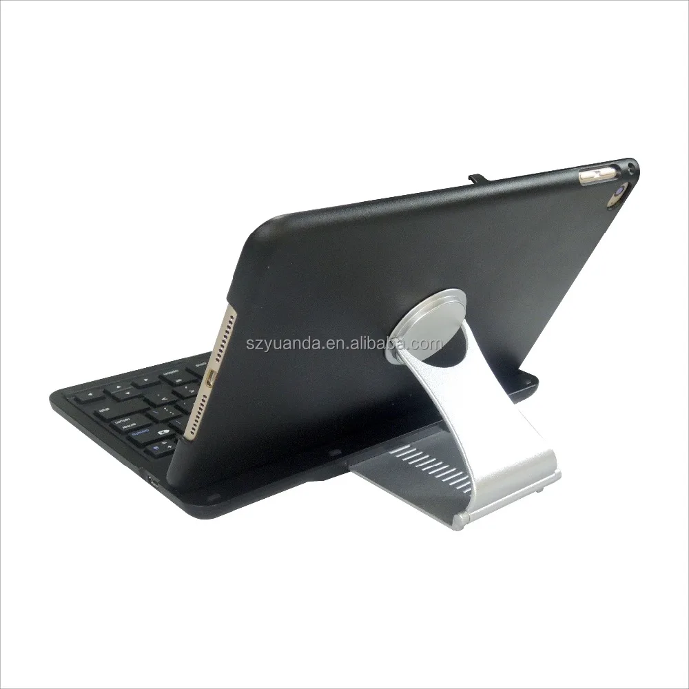 New Design Exact 360 Degree Rotation Bluetooth Keyboard with Aluminum Shelf For iPad Mini4