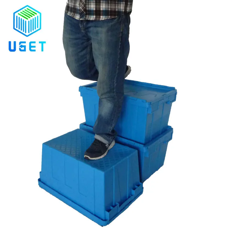 Reusable Rental Cheap Strong Plastic Moving Bin Withtag Holder Home