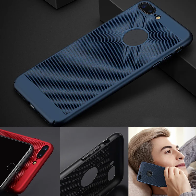 For Iphone X protective cover Heat dissipation net Mesh matte full hard PC Back shell