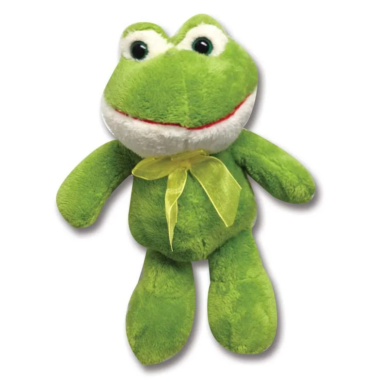 green stuffed animal frog