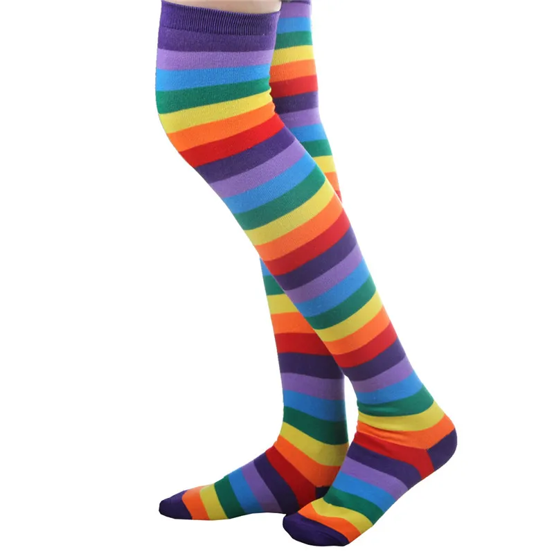 ORANGE//BLACK STRIPE LADIES NEON OVER THE KNEE SOCKS