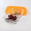 Clear Rectangular Pyrex Glass Baking Dish With 2 Compartments And Plastic Lid