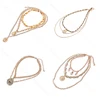 Hot selling fashion choker jewelry 2019 Boho gold plated multi three layered coin pendant choker necklace for women