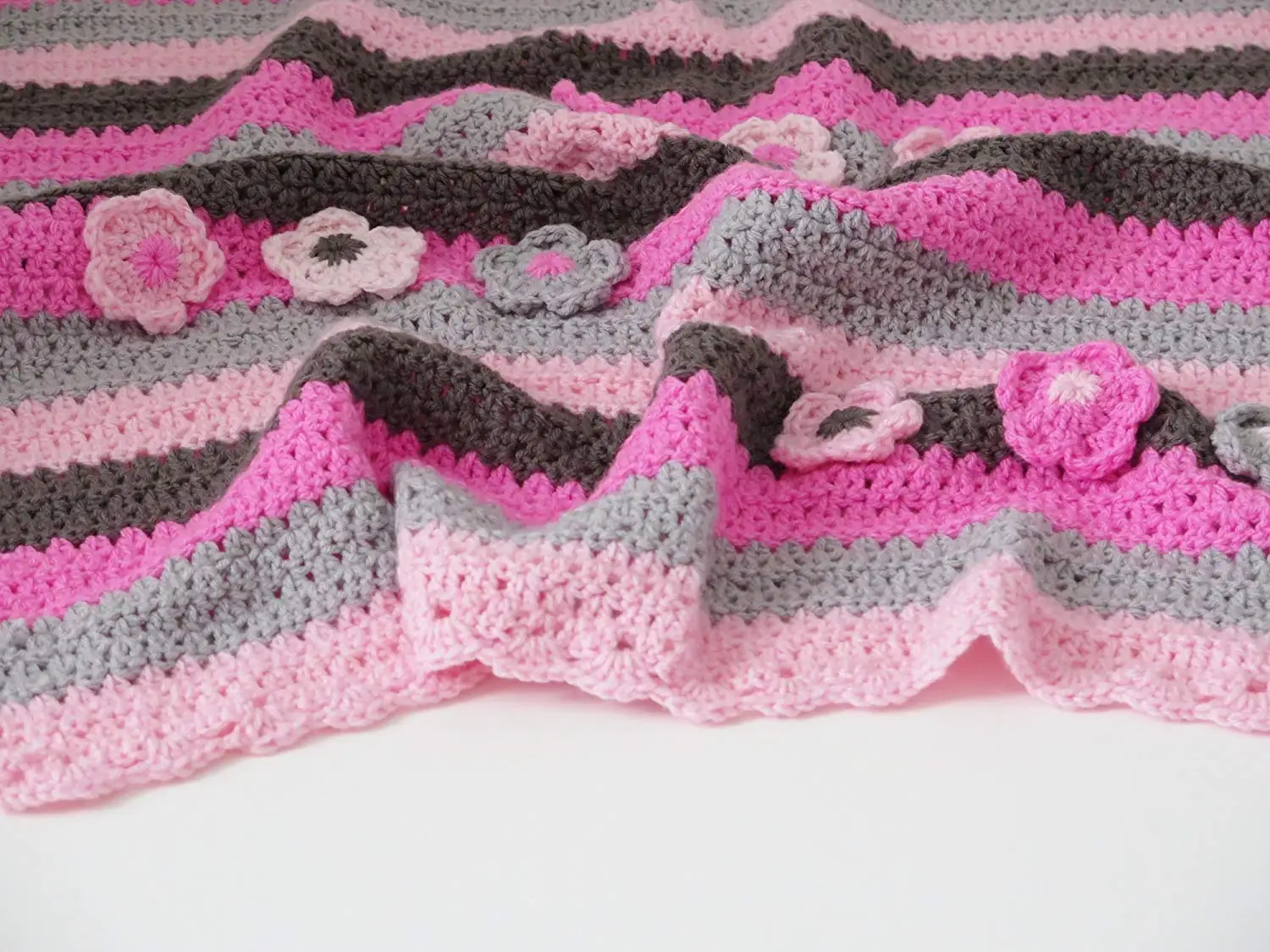 pink and gray baby blanket