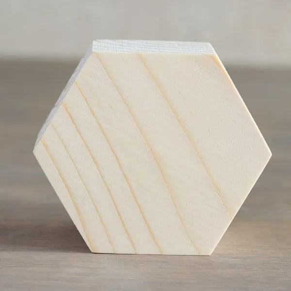 Custom Wooden Hexagons Blocks Decoupage Wood Natural Eco Unfinished Diy