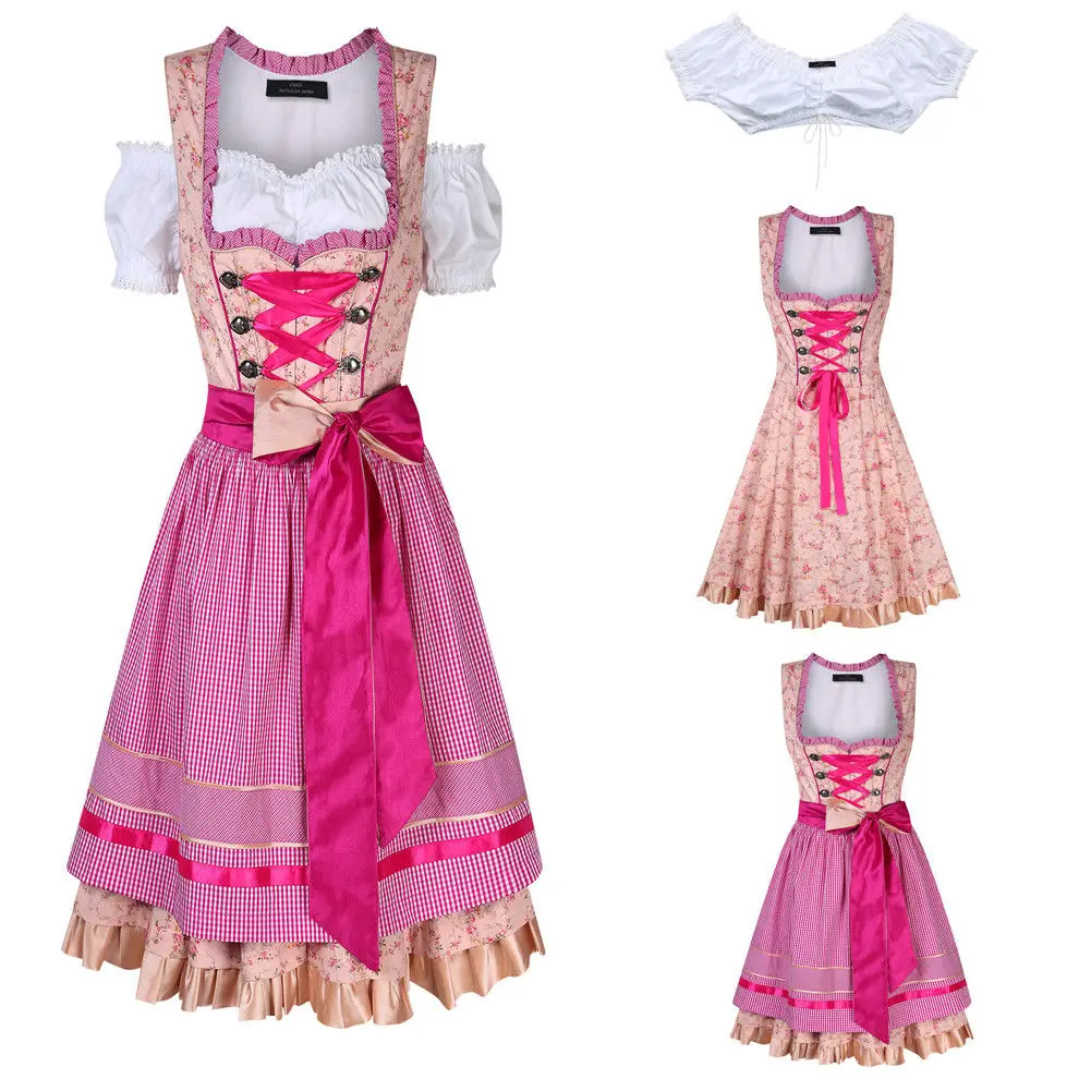 Cheers Traditional German Girls Oktoberfest Dirndl Fancy Dress Costume