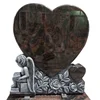 Hand carved Heart shape angel reading book rose carved Memorials